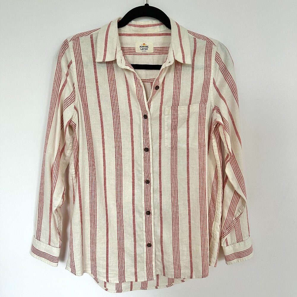Marine Layer Long Sleeve Striped Button-Down, Size XS